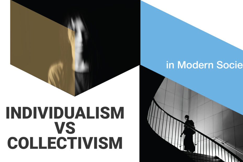 Individualism vs Collectivism: Concept image depicting contrasting figures in modern society, exploring social dynamics.