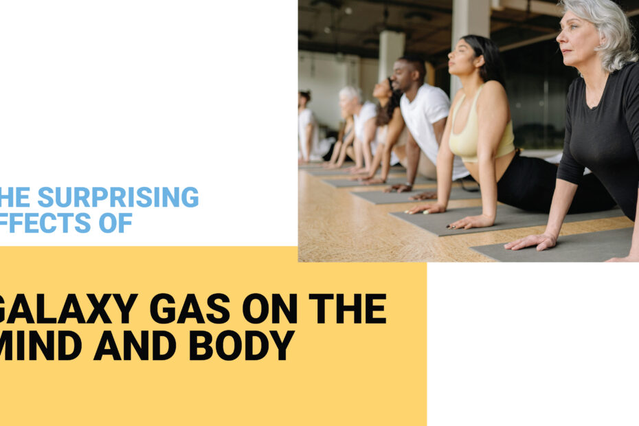 Galaxy Gas yoga class for mind and body wellness. Diverse group in cobra pose, promoting health and relaxation.