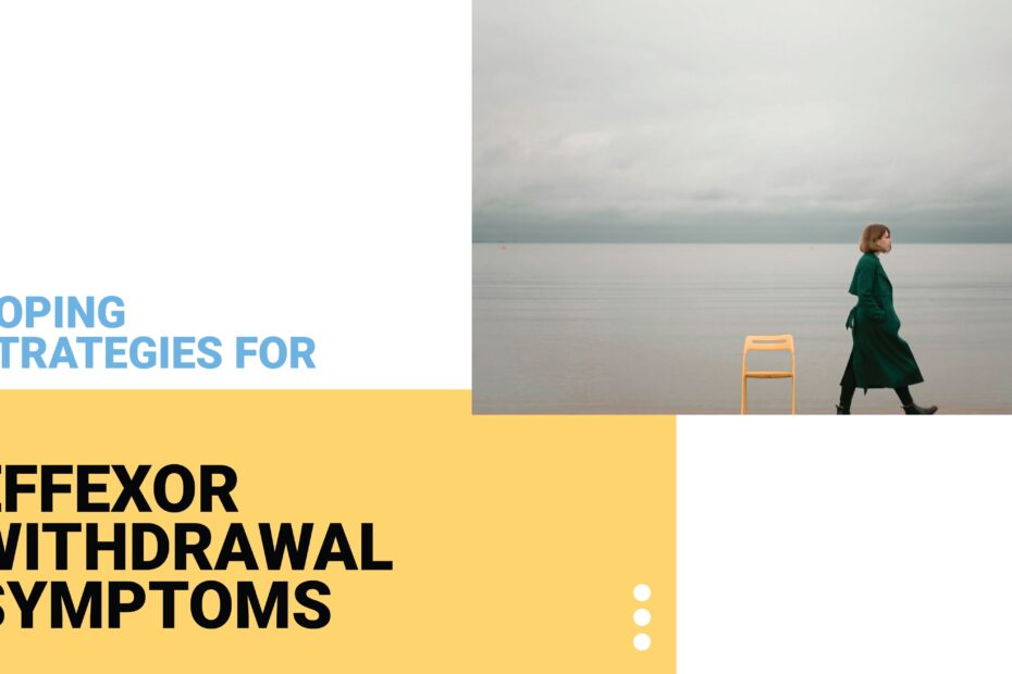 Coping with Effexor withdrawal: Woman walking on a beach near a chair, symbolizing overcoming withdrawal symptoms.
