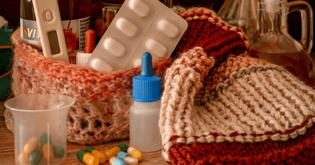 Clonidine withdrawal management: Image of medication, including pills and a thermometer, symbolizing healthcare and treatment.